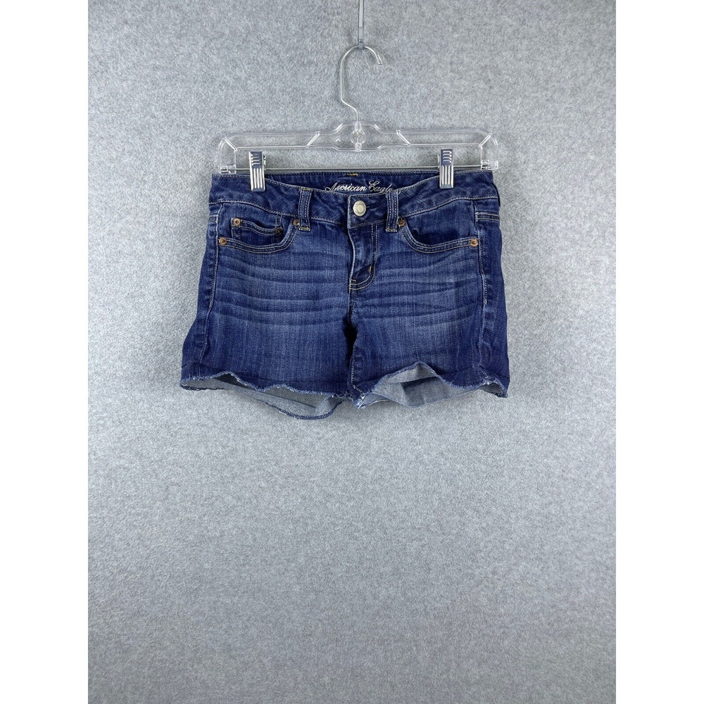 American Eagle‎ Stretch Mom Shorts Women's 4 Blue Dark Wash Summer Casual